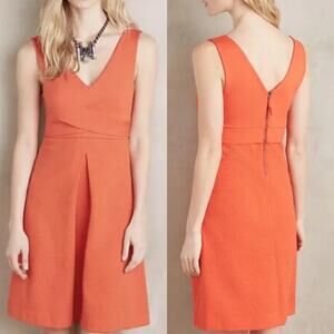 Anthropologie HD in Paris Ardmore Orange V-Neck A-Line Dress